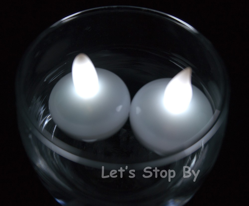 24 LED WHITE Floating Flickering Tea Candle Waterproof Wedding Party Floral Vase