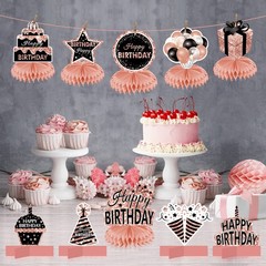 10Pcs Rose Gold Birthday Decorations Honeycomb Centerpieces for Girls Women, …