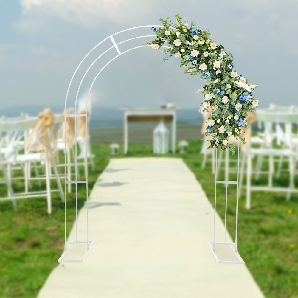 Elegant 8.53ft White Metal Wedding Arch with Sturdy Base for Events
