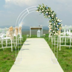 Elegant 8.53ft White Metal Wedding Arch with Sturdy Base for Events