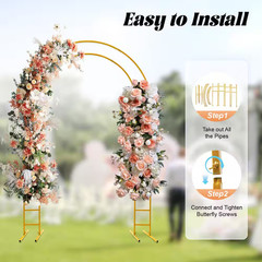 86.7 In. X 59.1 In. Gold Metal Double Tube Wedding Arch Backdrop Decoration Stan