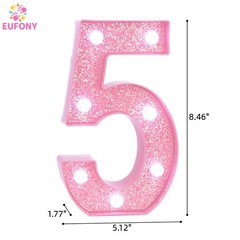 Pink LED Light Up Marquee Numbers, Glitter Lighted Numbers Sign Battery Opera…