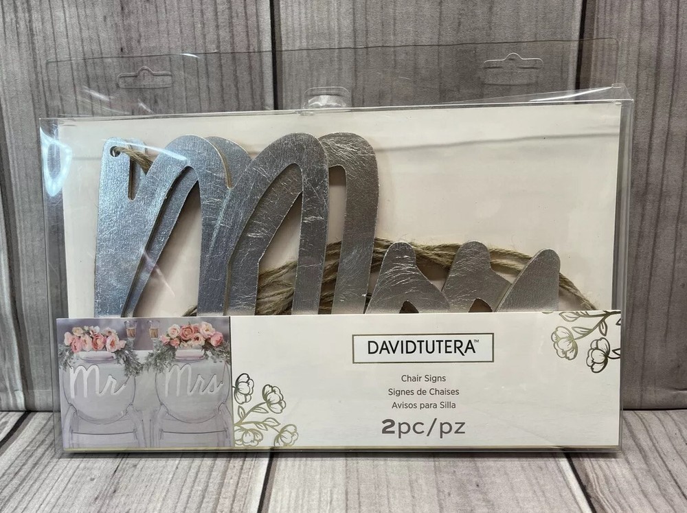 David Tutera Mr & Mrs Wedding Celebration Chair Signs Silver