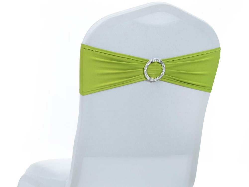 MDS-MEGADECORSUPPLY Chair Sash, 25 pcs Apple Green, Spandex Chair Cover Band …