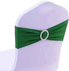 100PCS Spandex Wedding Emerald Green Chair Sashes Bands with Buckle Chair Bow…