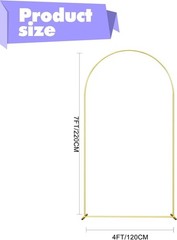 Wedding Arch Backdrop Stand 7.2FT Gold Wedding Balloon Arched Backdrop Stand