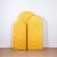 3 Polyester with Metallic Tinsel Round Top Arch Backdrop STAND COVERS Party