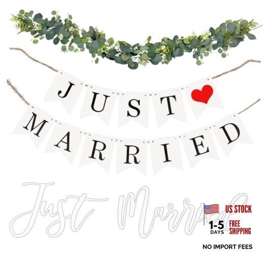 Elek Tonny Just Married Car Decorations Kit – Banner and Sign