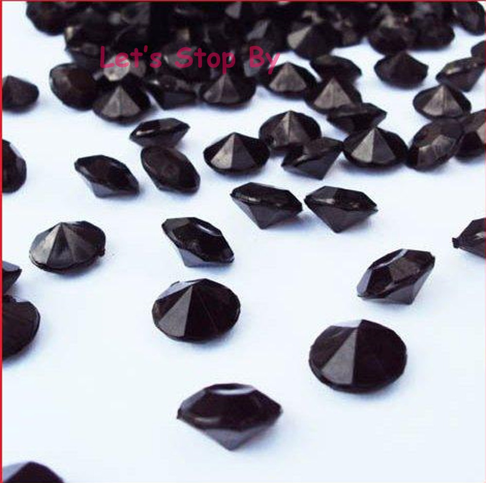 2000 Black Acrylic Diamond Confetti 1/3ct for Wedding Decoration Table Scatters
