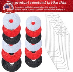 12 Pcs Round Paper Lanterns 4 Sizes 4-10 Inch Black White Red Decorative Hanging