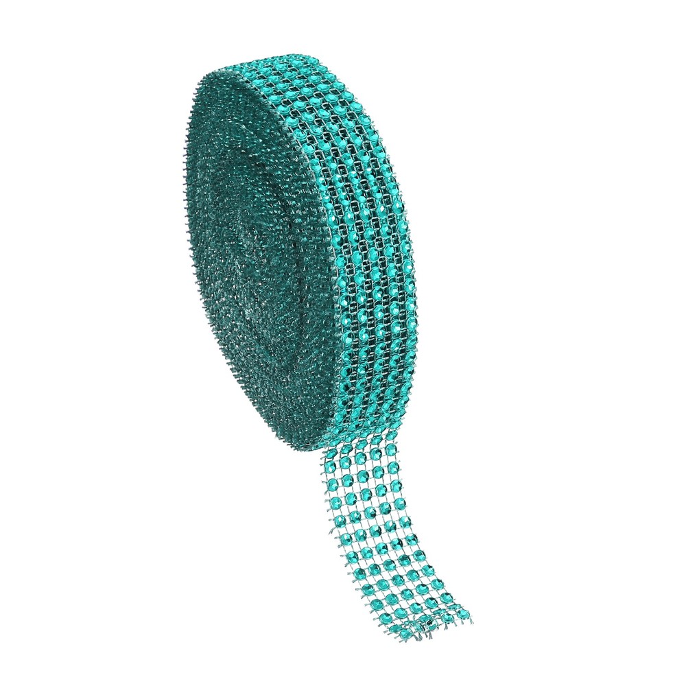 1″x10 Yard Crystal Rhinestones Mesh Ribbon Lake Blue (4mm)