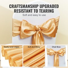 VEVOR 50/100PCS Gold Stretch Spandex Chair Sashes Elastic Party Dining