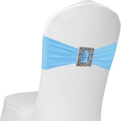 100 PCS Spandex Chair Sashes Royal Blue Elastic Stretch Dining Chair Slipcovers