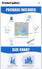 24 SILVER Square Sequin Shimmer Wall Photo Backdrop Panels Party Decorations