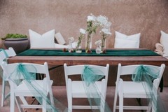 Set of 50 sheer chiffon chair sashes, emerald green, 7″ wide x 108″ long