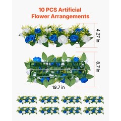 Uimoso Artificial Flower Balls for Wedding Decor Blue and White Set of 10