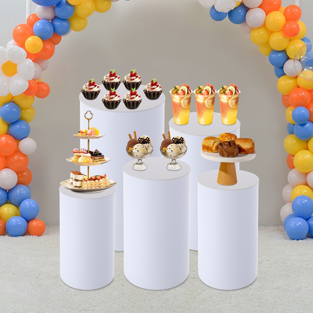 5Pcs Wedding Round Cylinder Stands Round Display Cylinder for Parties Wedding