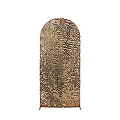 6 ft GOLD Big Payette Sequin Fitted Round Top Wedding Arch STAND COVER Party