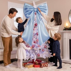 Elegant 40×24 Baby Blue Satin Bow – Oversized Wedding Decor for All Occasions