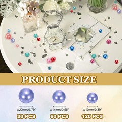 200 Pcs Pearl Bead for Vase Filler, 20/14/10mm Floating Beads(Purple)
