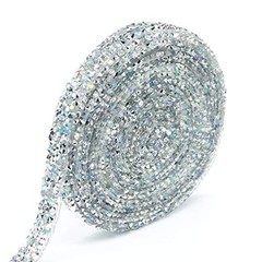 3 Yards Rhinestone Ribbon, Rhinestone Ribbon 1.0CM / 0.39inch Width Crystal AB