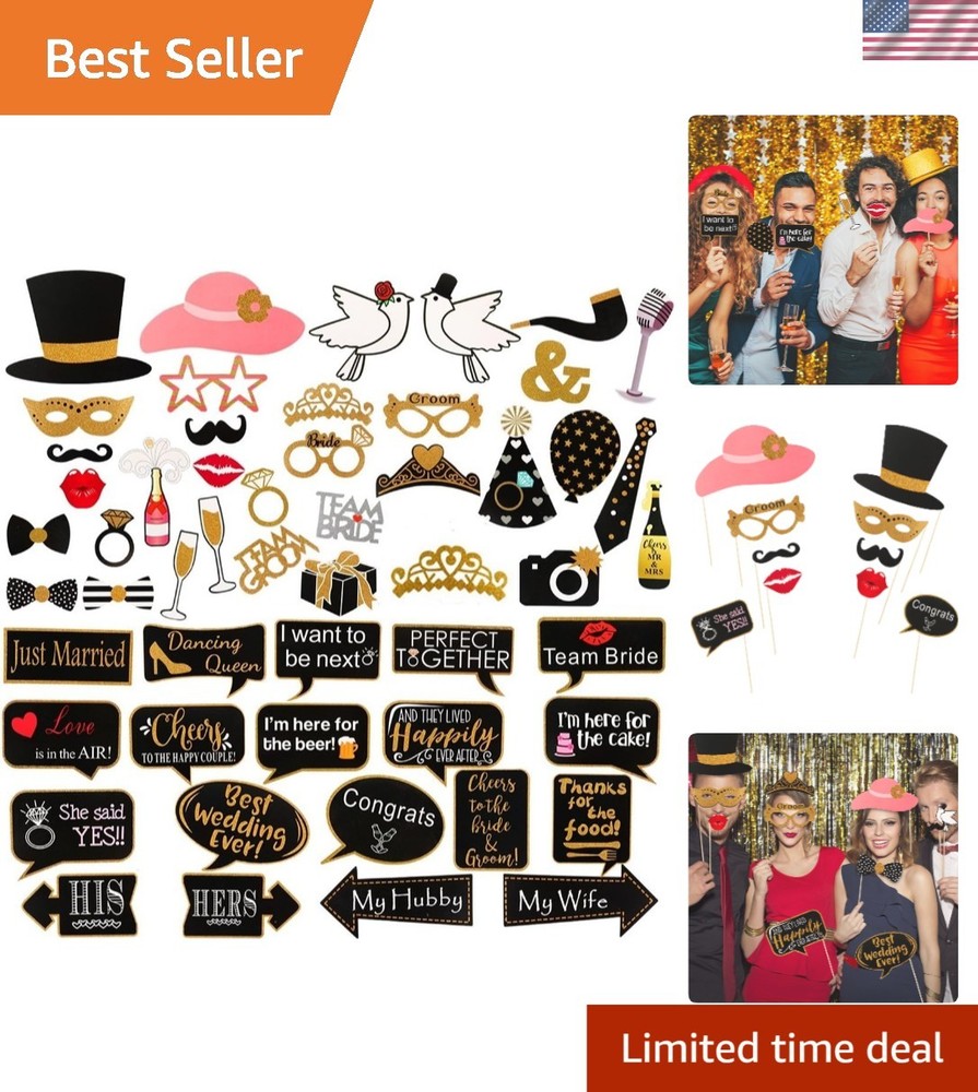 60Pcs Colorful Wedding Photo Booth Props for Bachelorette and Bridal Shower