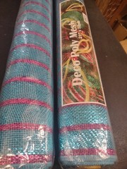 2 Rolls Deco Mesh, 21″ Craig Bachman Quality, 30′ Turquoise & Hot Pink Metallic