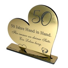 Golden Wedding Gift Wedding Anniversary 50 Years Gold Wedding Heart Decoration 10cm