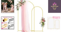 Durable Gold Wedding Arch Backdrop Set – 7.2FT & 6FT for Memorable Events