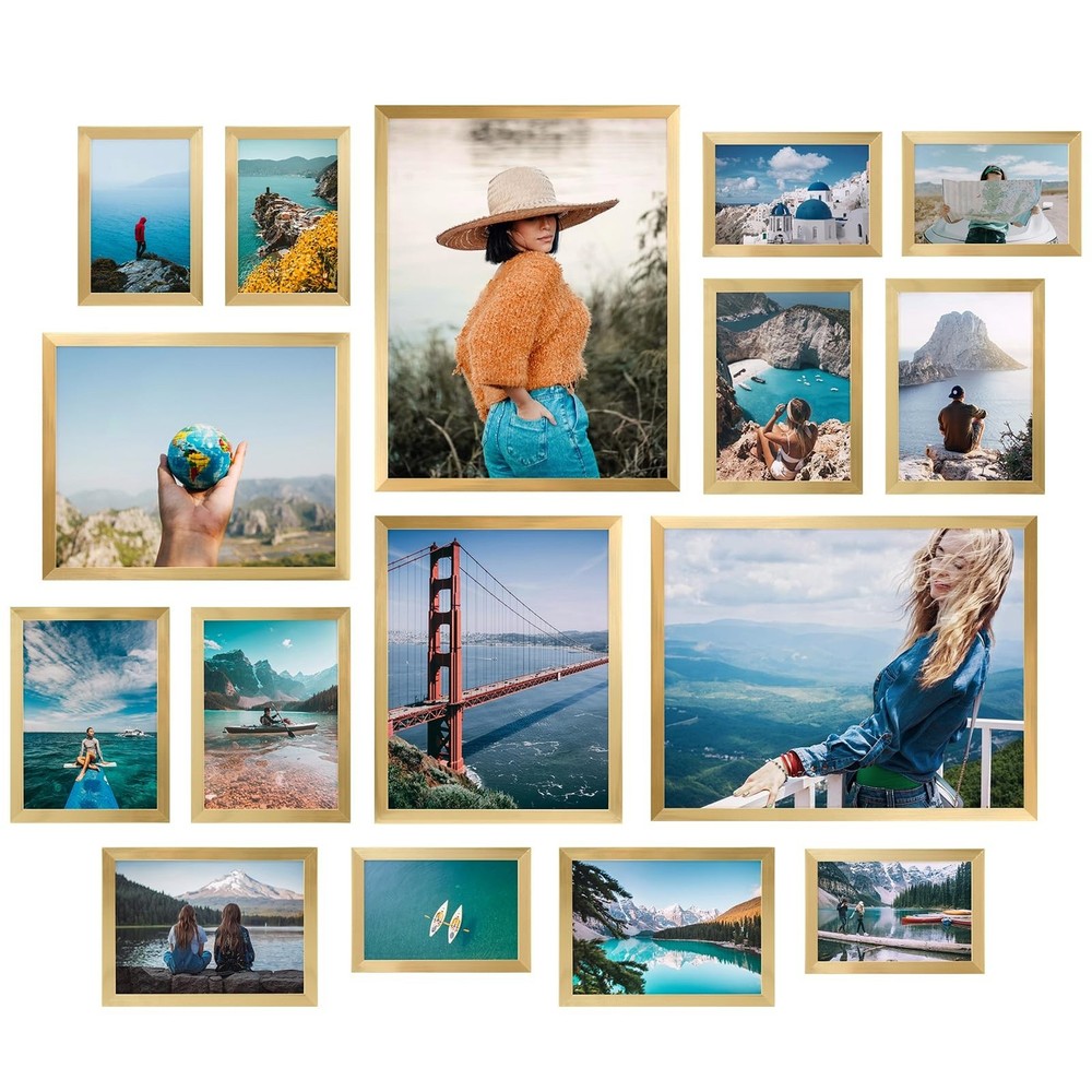 Giftgarden 16 Pack Gold Picture Frames for Multi Sizes Photos, Assorted Set I…