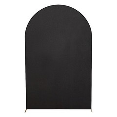 8 ft BLACK Matte Fitted Spandex Round Top Arch Backdrop STAND COVER Party