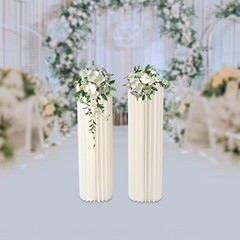 2Pcs 39.4in Milky White Cardboard Vase Stands Wedding Party Decor