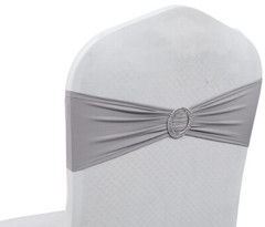 100 Spandex Stretch Chair Cover Sash Bows Wedding Party (Silver Grey)~FREE SHIP