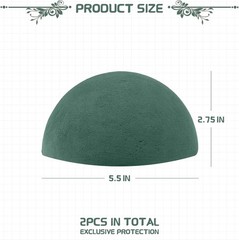2 Pcs Floral Fo Half Balls, 5.5″W x 2.75″H Half Round Green Dry & Wet