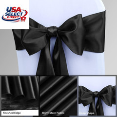 30 Pcs Satin Chair Sashes Ties for Wedding Party Decoration (Black)