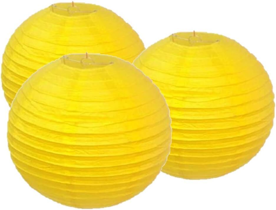 4″6″8″10″12″14″16″18 Round Paper Lanterns Lamp 10″/25CM, Bright Yellow