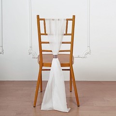 10 Ivory Premium Chiffon Wide CHAIR SASHES Wedding Party Reception Decorations