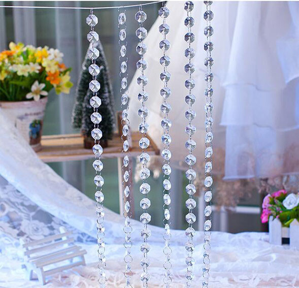 330FT Octagonal 14mm Bead Acrylic Garland DIY Curtain Chains Home Wedding Decor