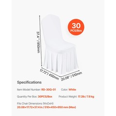 Uimoso 30PCS White Stretch Spandex Chair Covers for Wedding, Parties, and Dining
