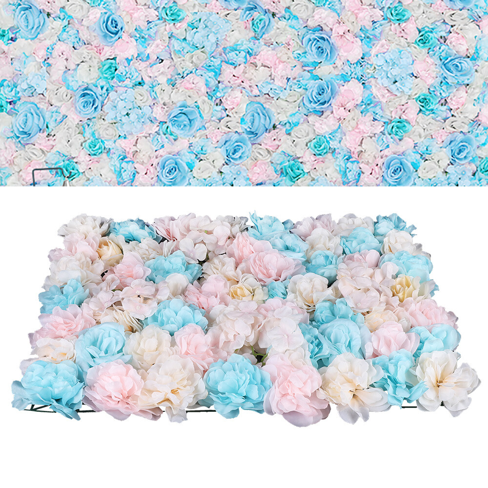 12PCS Artificial Flower Wall Panel White Hydrangea Rose Wedding Backdrop Decor