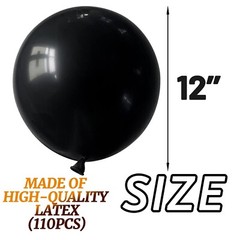 110pcs Black Balloon 12 inch, Black Latex Balloons for Birthday Party Baby Sh…