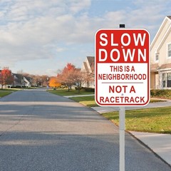 2 Pack Slow Down Sign, with 36″ Metal Stakes, 14″x10″ Reflective Aluminum sig…