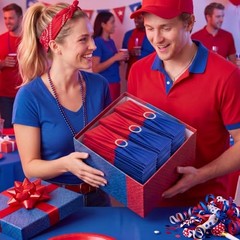 12 Pcs Spandex Chair Sashes Patriotic Stretch Chair Ties Bows Blue and Red