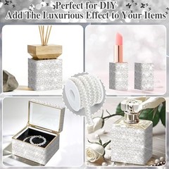 Pearl Rhinestone Ribbon Roll,White Gems Rhinestone Tape Style 01:White Pearls