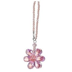 Pink Crystal Flower Car Charm Rear View Mirror Pendant Decor | Pink Flower