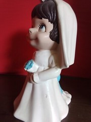 Vtg Atlantic Mold 9” Wedding Bride and Groom Ceramic Pair Lot (2) Holy Matrimony