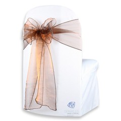 10 pcs Organza Chair Cover Bow Sash 108″x8″ – Brown – Wedding Party Banquet nh