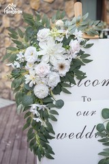 Wedding Arch Faux Flowers Set of 2 Wedding Welcome Sign for Wedding Decor Cer…