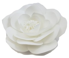 Decor In The Box 5 piece Handmade Paper Flower Set, Fully Assembled-Silver/White