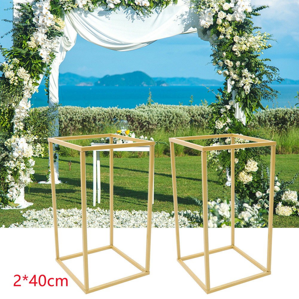 2* Floor Flower Stand Metal Display Stand Golden Wedding Party Flower Stand NEW
